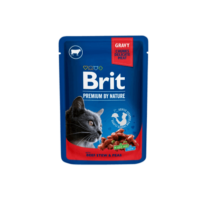 Brit Kapsička pro kočky Premium Cat Pouches s hovězím a hráškem 100 g
