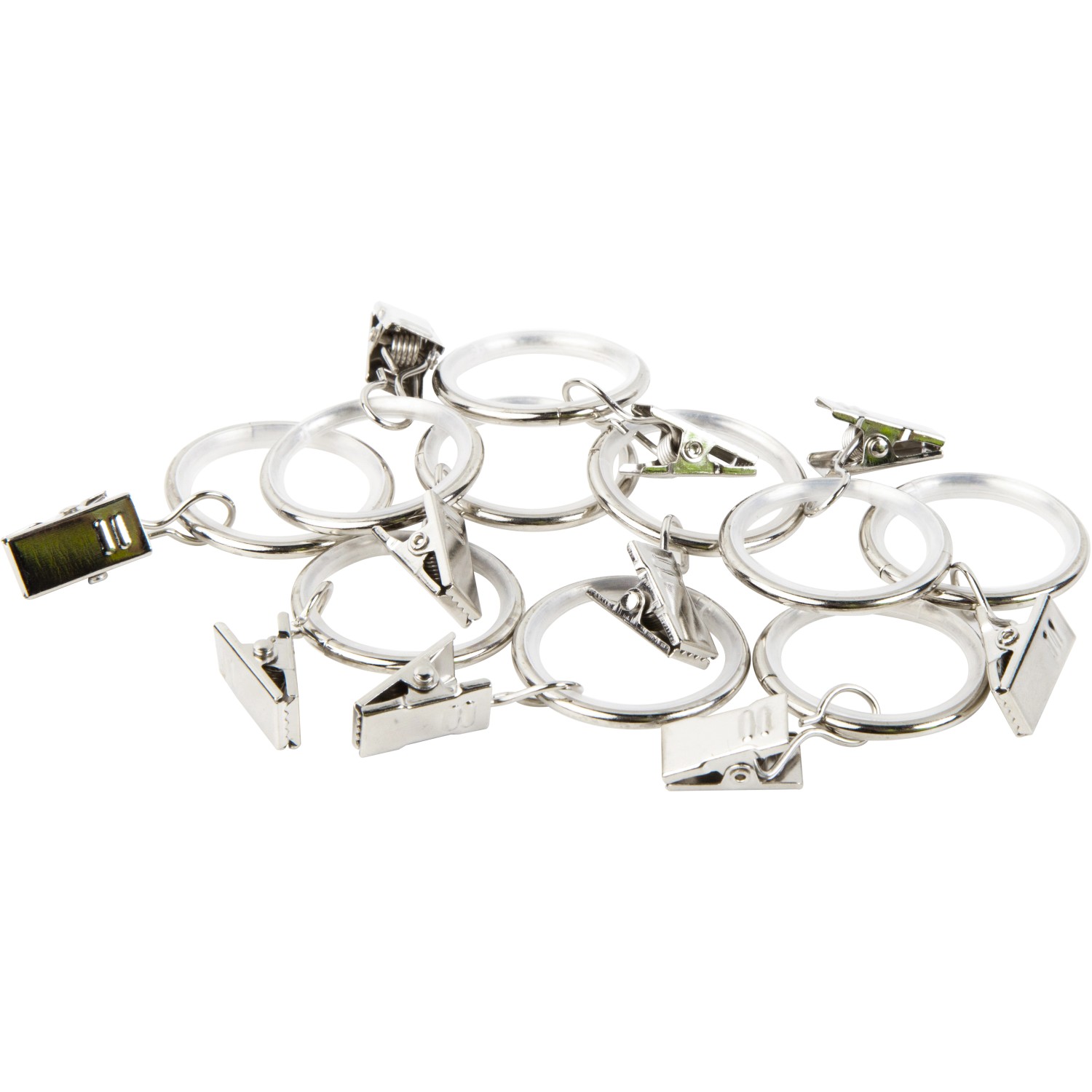 Záclonové kroužky s žabkami nerezový vzhled, 10 ks, pr. 19 mm