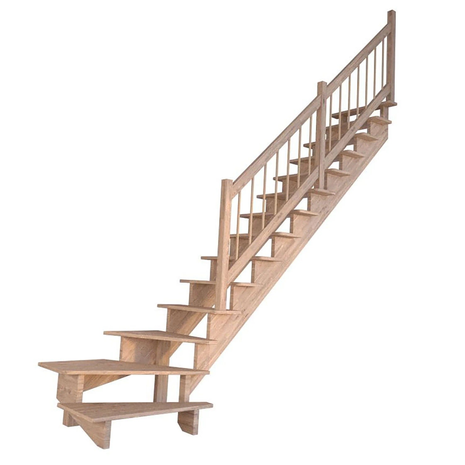 StarWood Schody Lindos dubové pravé 80cm otevřené dřev. design. zábradlí