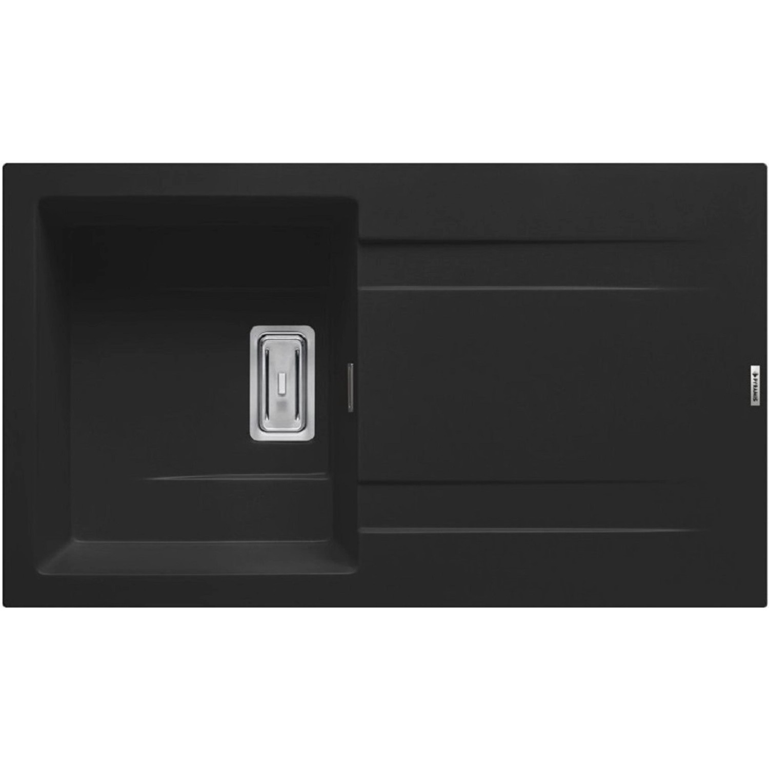 Pyramis Granitový dřez s odkapávačem Kartesio 1B 1D, carbon, 86 x 50 cm