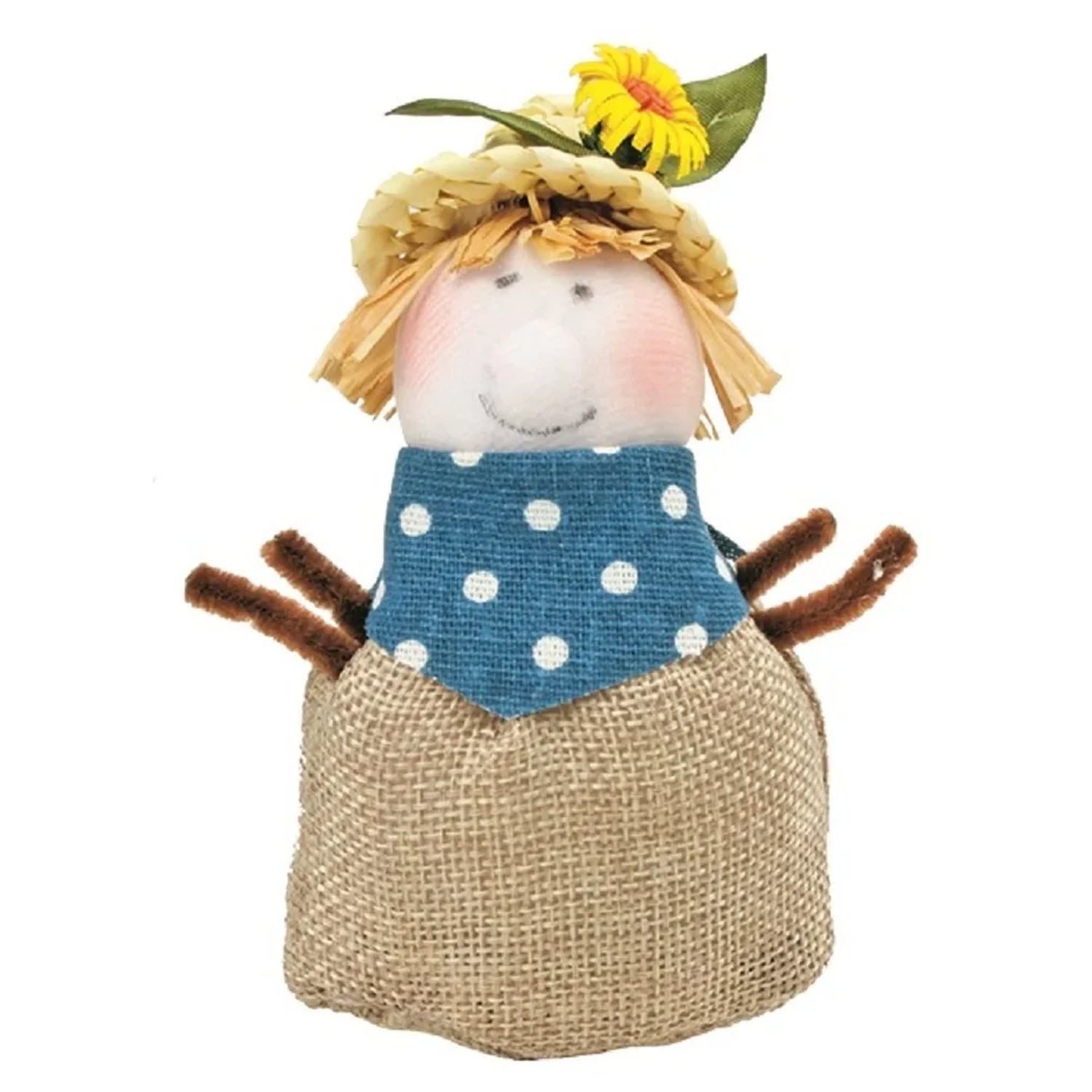 Strašák jutový ve slamáku na postavení 11 cm