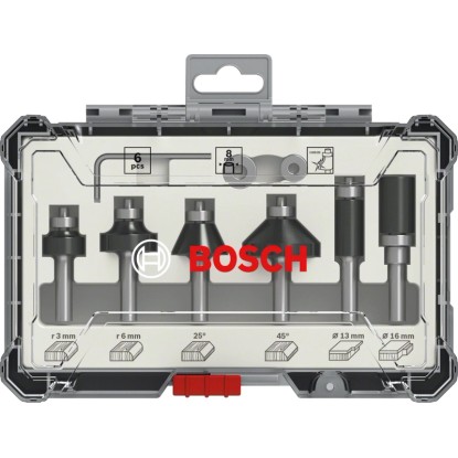 Bosch Sada fréz s 8 mm vřetenem Trim&Edging, 6 ks