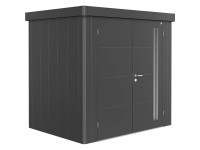 Biohort Plechový zahradní domek Neo1B dvoukřídlé dveře tm. šedá 236 x 180 cm