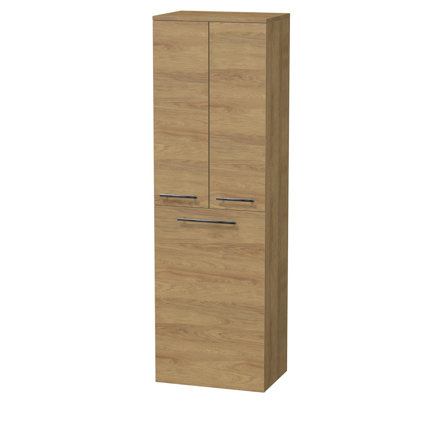 INTEDOOR Vysoká skříň BEE, pravé, úchyt chrom, 2 dveře, koš, š.50cm, dub Hickory