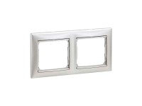 Legrand Dvojnásobný horizontální rámeček Valena, stříbrná metalíza Legrand Dvojnásobný horizontální rámeček Valena, stříbrná metalíza
