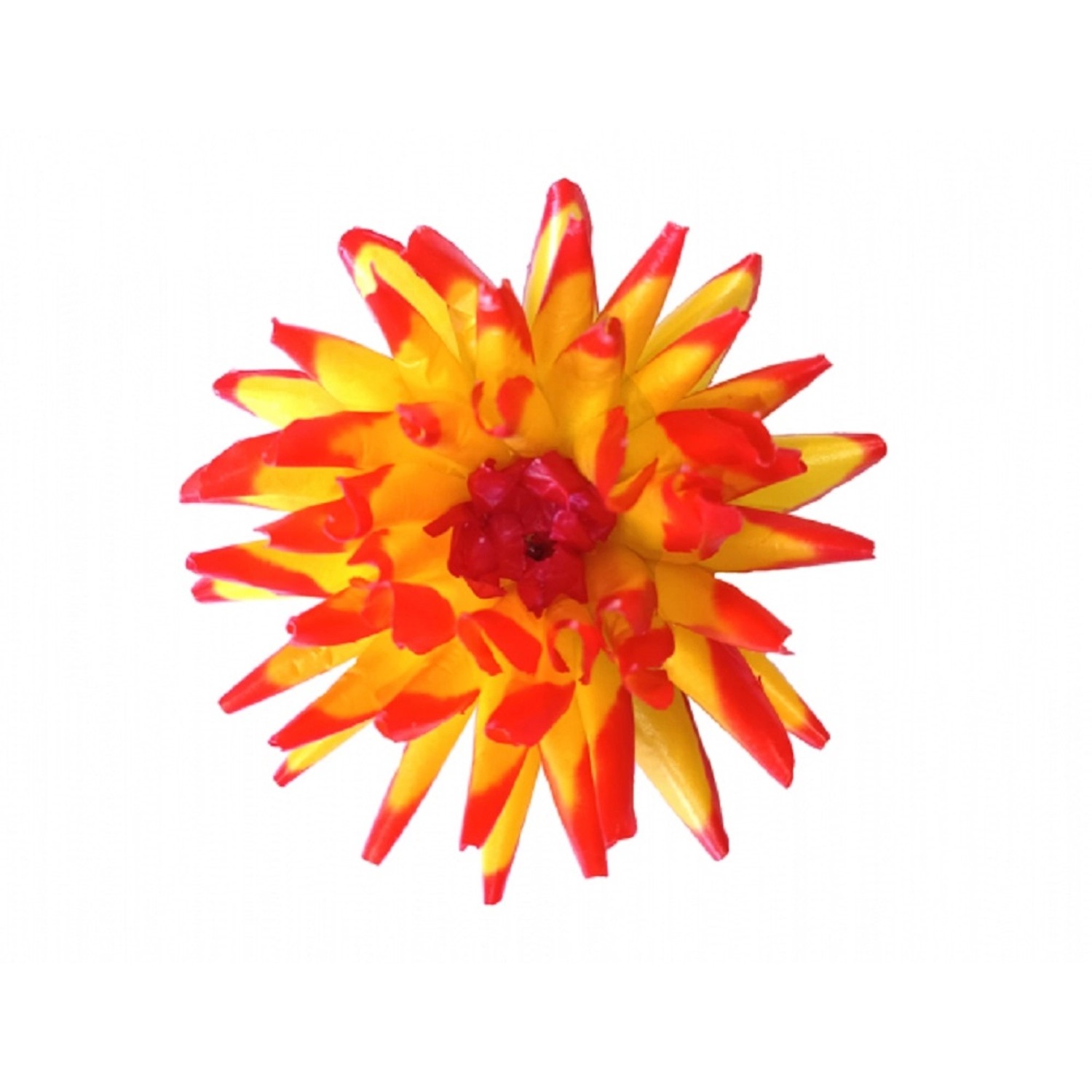 Květ voskový - jiřina dekor, žluto-červená, pr. 13 cm
