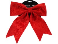 Vánoční dekorace sametová mašle polyesterová, červená, 29,5 x 31,5 cm