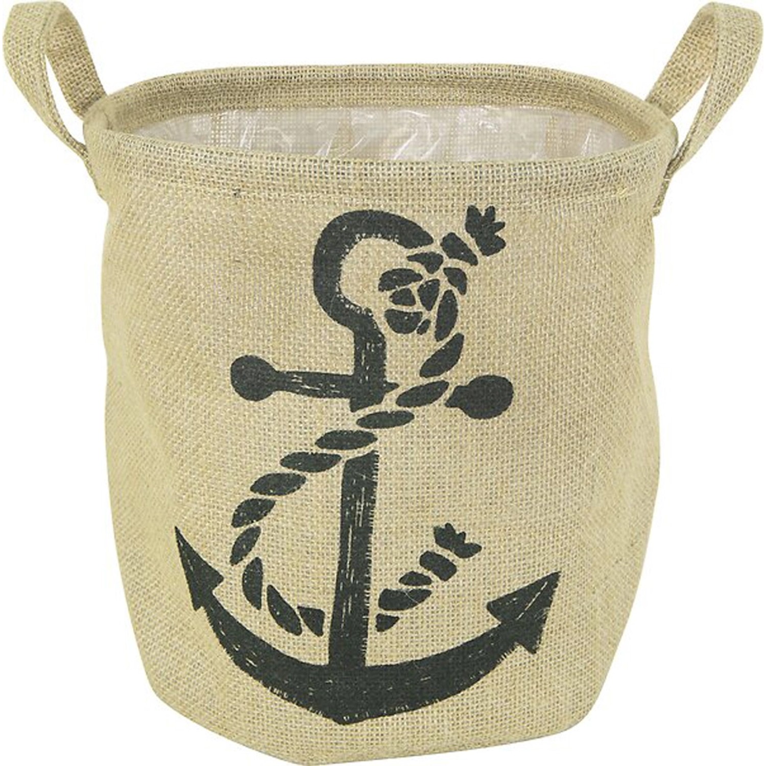 Košík na rostliny jutový s obrázkem kotvy 24 cm