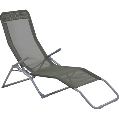 BWO Skládací zahradní lehátko Tanguro olivově zelené 57-96,5 x 61 x 140 cm