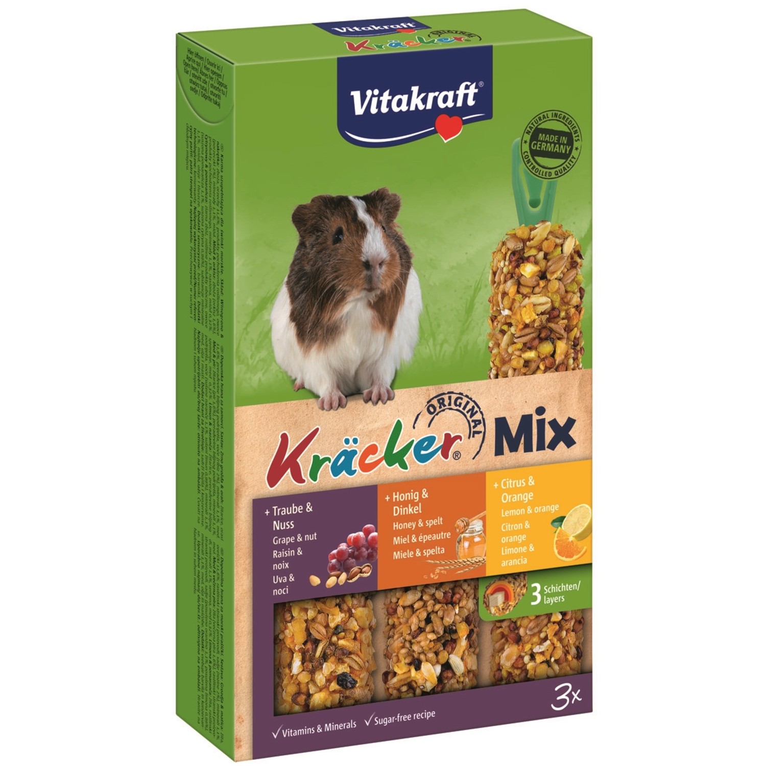 Vitakraft Kräcker Mix morče – ořechy, med a citrus 3x56 g