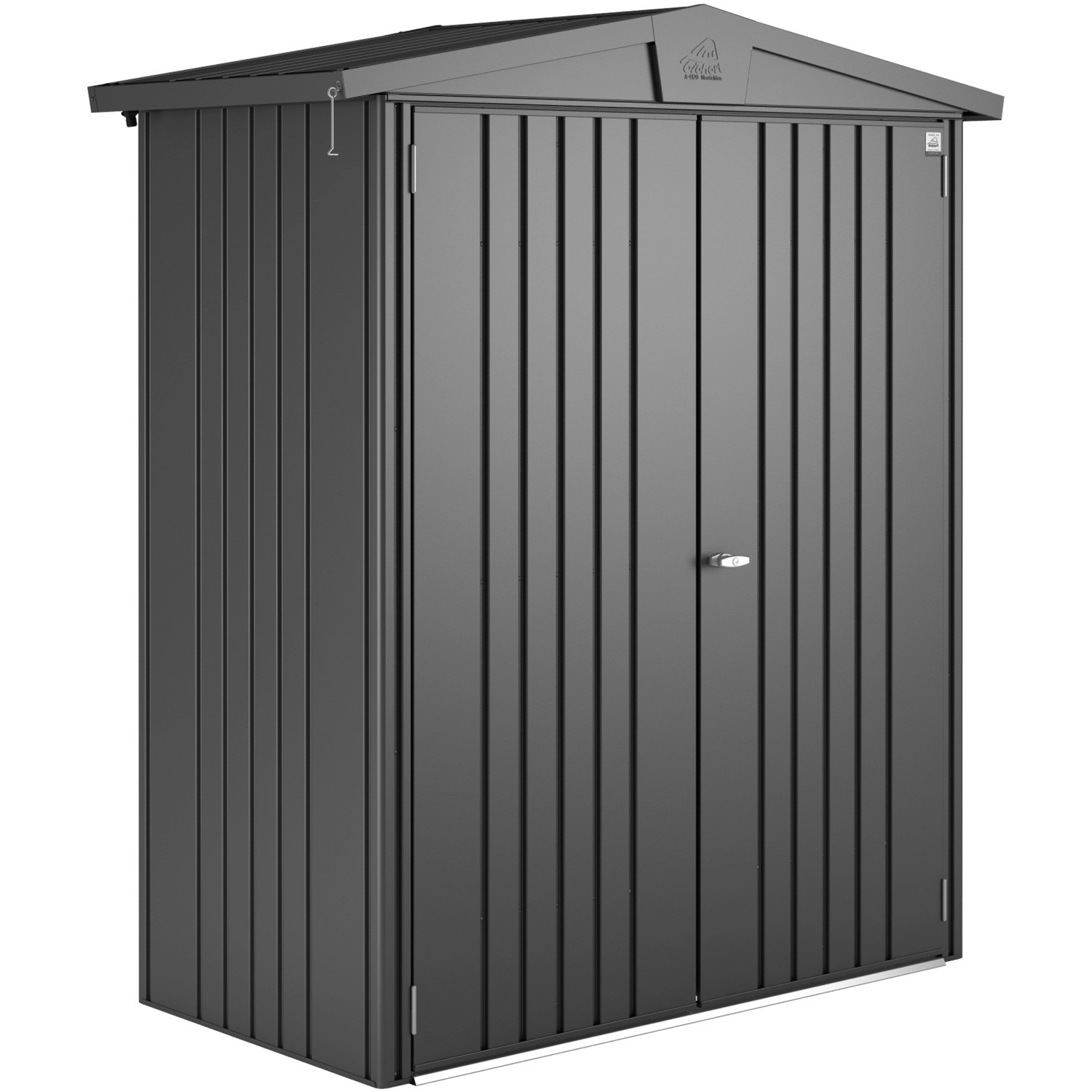 Biohort Plechový zahradní domek Europa 1 tm.šedá, 84 x 172 cm