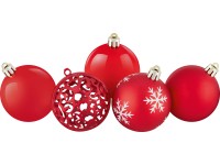 Sada vánočních ozdob Ornament koule plastové matné/lesklé červené pr. 6 cm, 25ks Sada vánočních ozdob Ornament koule plastové matné/lesklé červené pr. 6 cm, 25ks