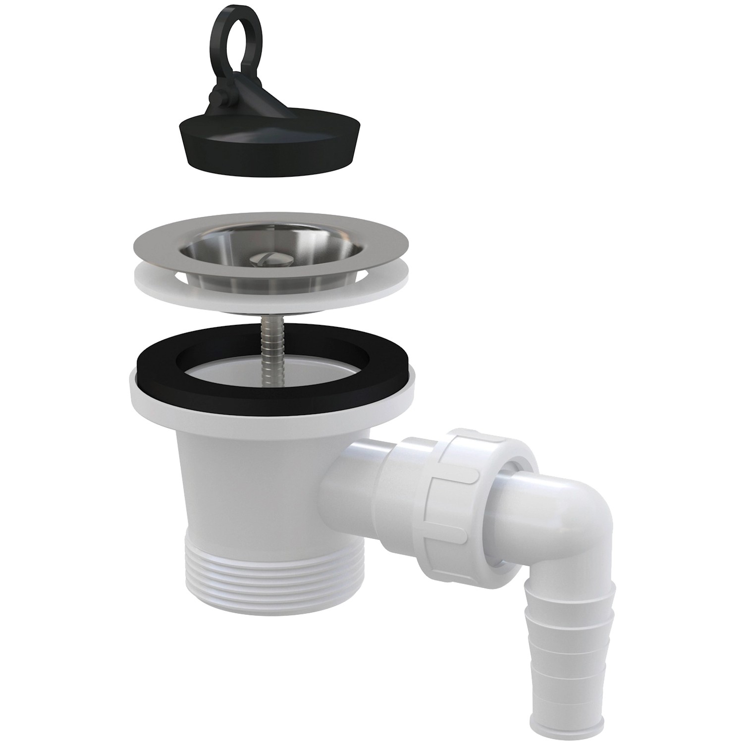 Výpust dřezová Alca A33P 6/4" s přípojkou a nerezovou mřížko