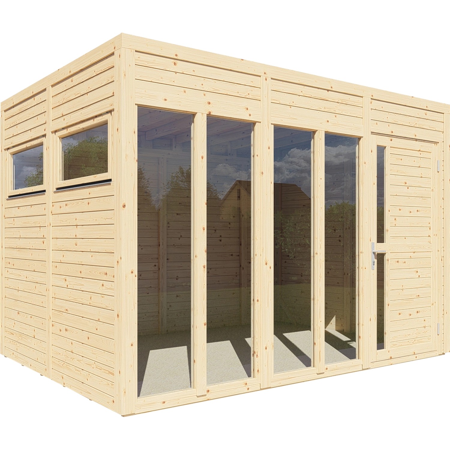 Bertilo Dřevěný domek na nářadí Cubus 3 Office, přírodní, 337 x 234 cm