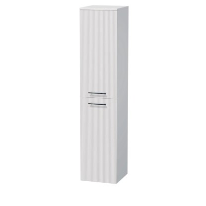 INTEDOOR Vysoká skříň BEE levá, úchyt chrom, 2dveře, koš, š. 35cm, bílá 3D pruhy