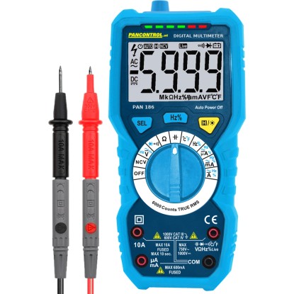 Digitální multimetr Pancontrol PAN 186 PROFI s měřicími kabely, True RMS, 1000V CAT lll.