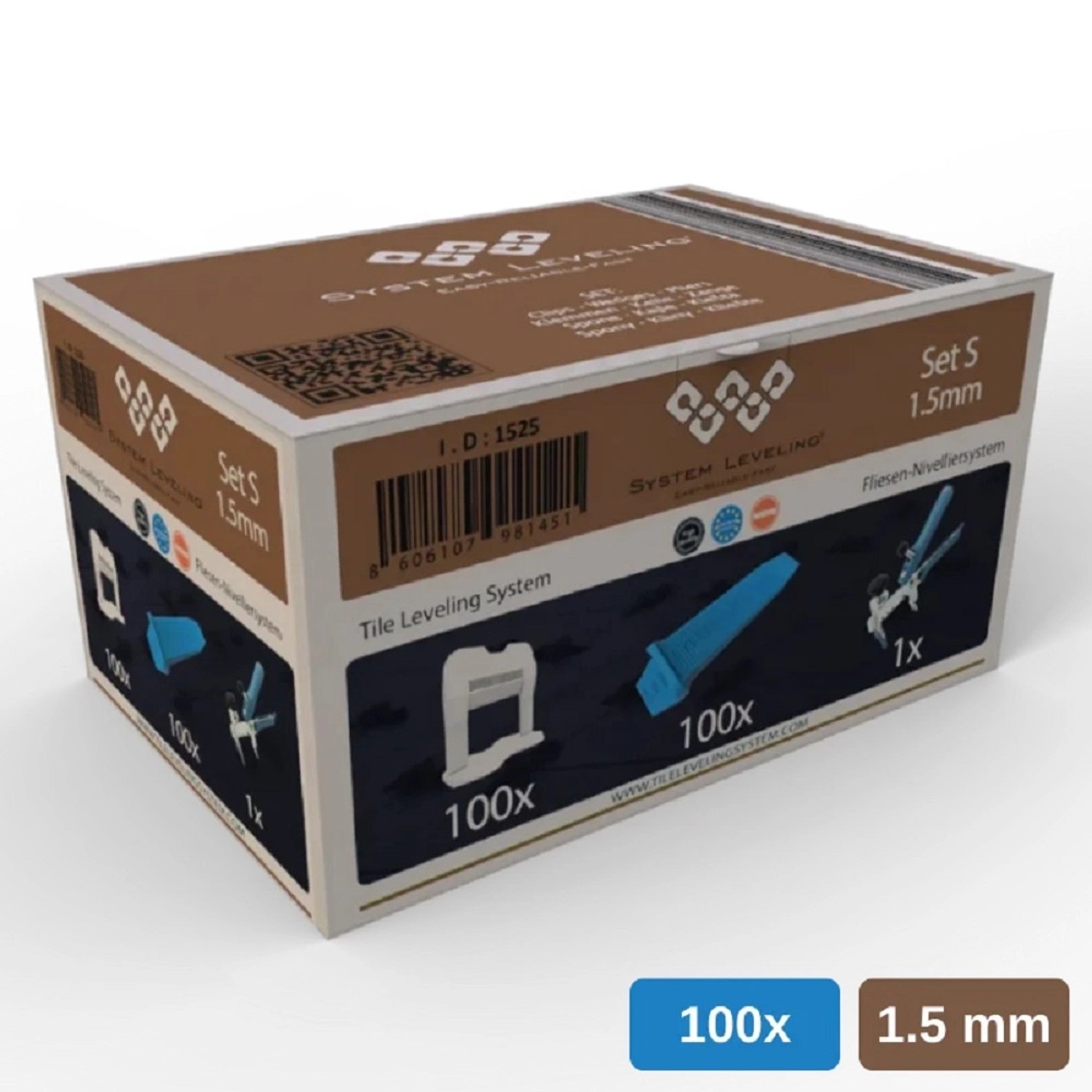 System Leveling Startovací sada S, 1,5mm, 100+100+1 ks