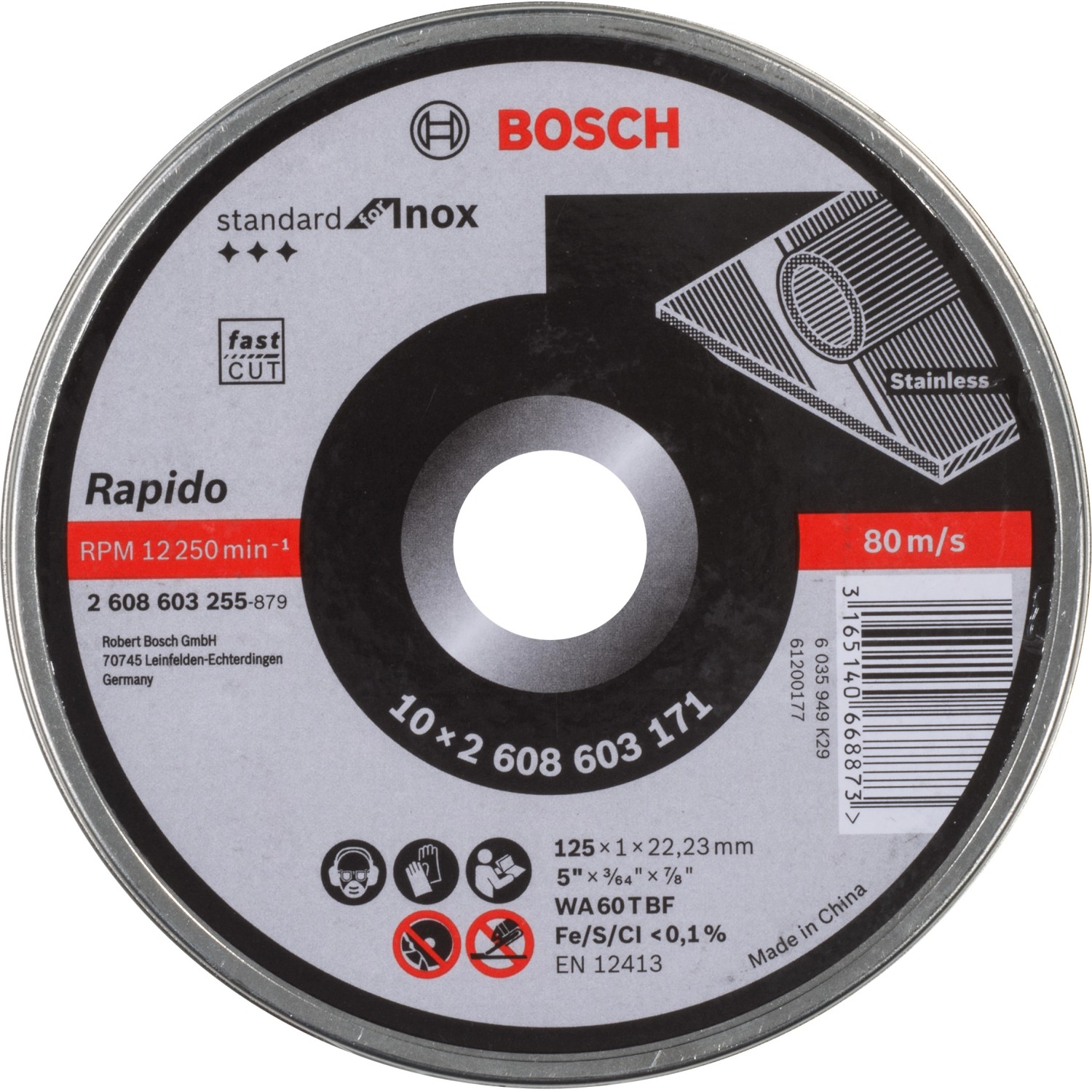 Bosch Řezný kotouč PRO Stainless Steel and Metal, 125 x 1,0 x 22,23 mm, 10 ks
