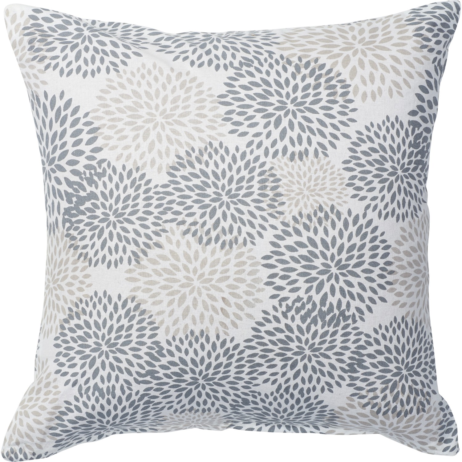 Naplněný polštář  květiny, bílo-šedý, 40 x 40 cm