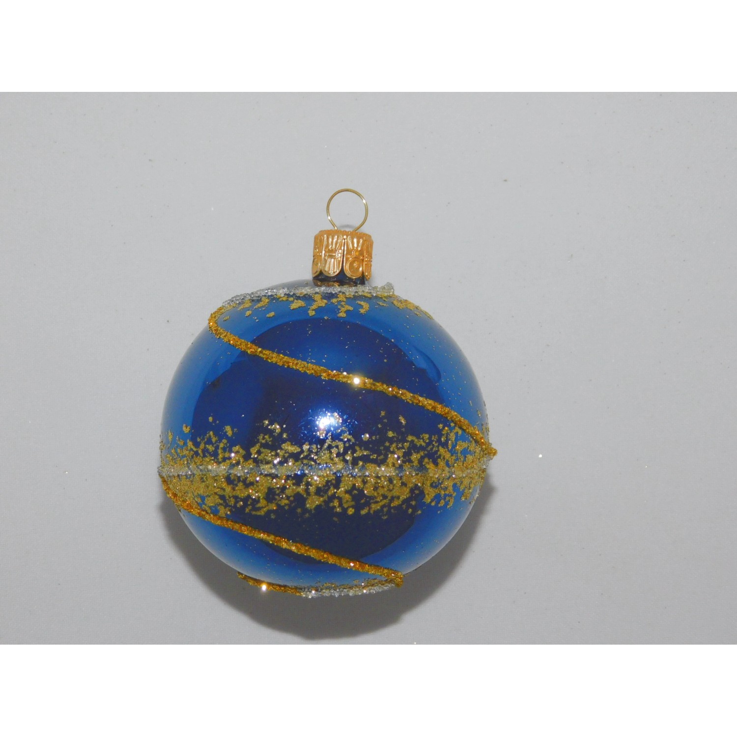 ONREX Vánoční ozdoba skleněná koule modrá spirály pr. 7 cm
