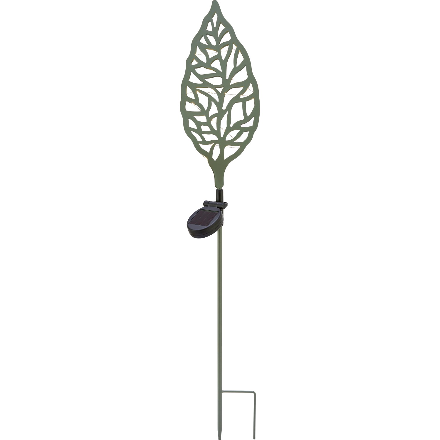 Dekorativní solární LED svítidlo zápich list, IP44, khaki, 77 cm