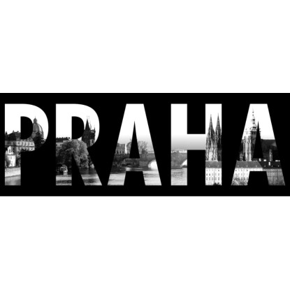 Kristall-Form Zrcadlo s potiskem Art of Praha, 140 x 50 cm