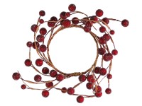 Věnec s bobulemi z drátu a plastu červeno-hnědý 10 cm