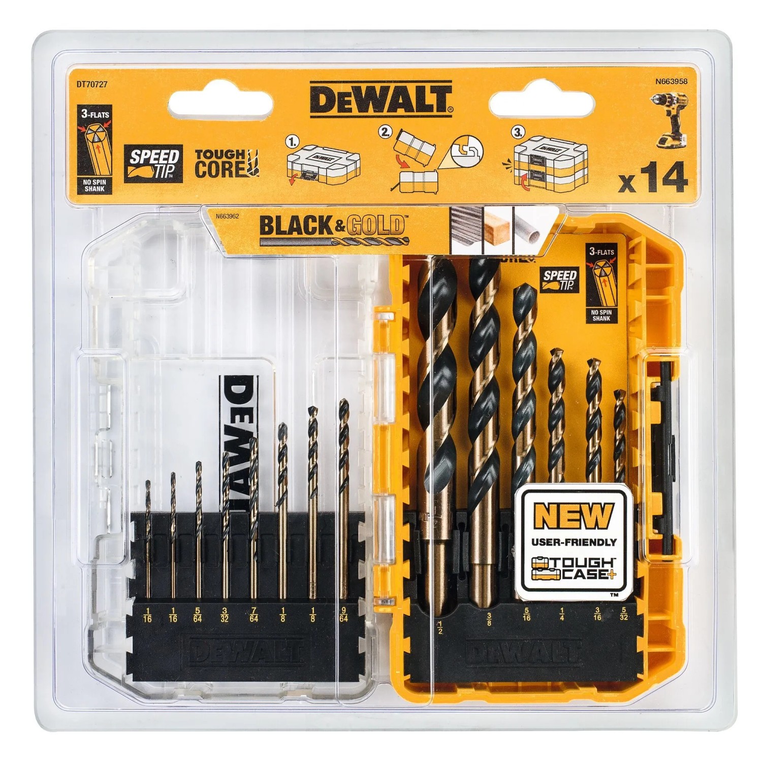 DeWALT Sada vrtáků do kovu Black&Gold, 14-dílná