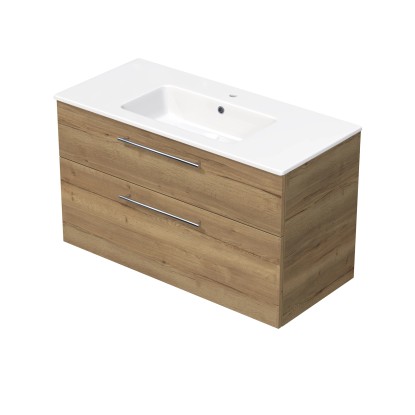 INTEDOOR Koupel.skříň+umyvadlo BEE, úchyt chrom, 2 zás., š. 101 cm, dub Halifax