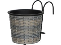 Závěsný květináč z polyratanu světle šedohnědý pr. 19 x 22 cm