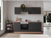 Respekta Kuchyně Gerda šedá/buk 210 cm-nrz.deska, trouba, digestoř