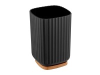 Wenko Kelímek na zubní kartáčky Rotello, černá/bambus, pr. 8,6 x 11,1 cm