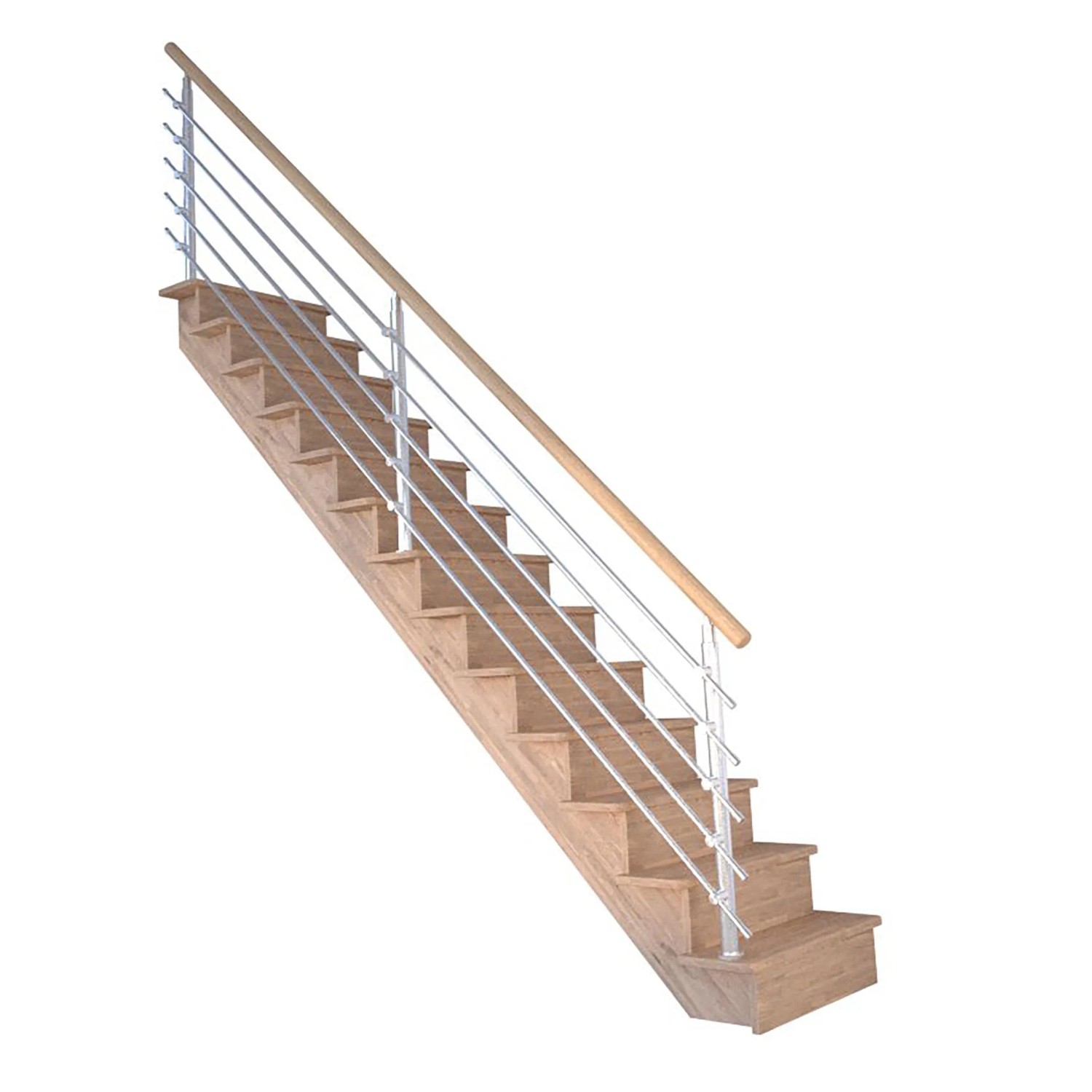 StarWood Schody Lindos dubové rovné 80cm uzavřené design. nerez. zábradlí