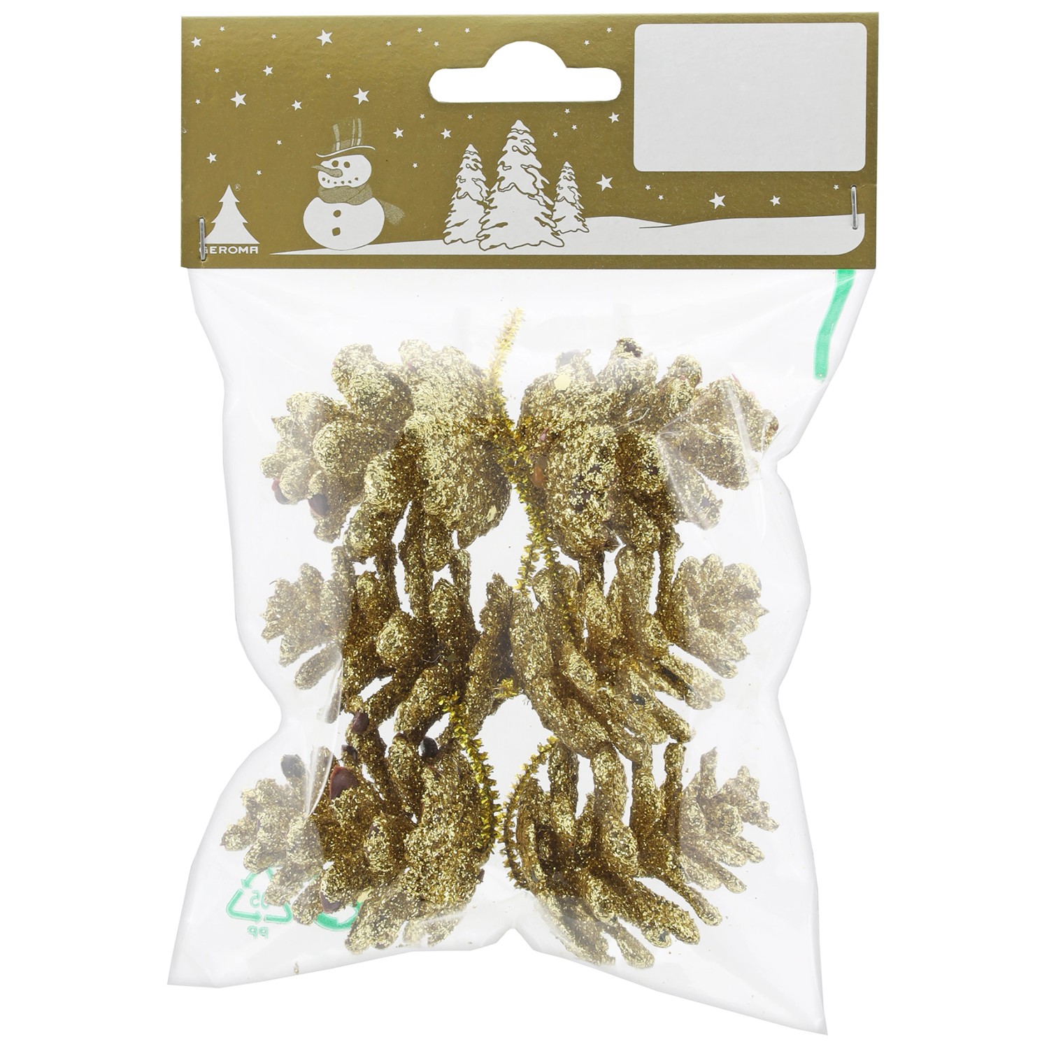 Vánoční dekorace sada šišek, zlatá, 4 cm, 6 ks