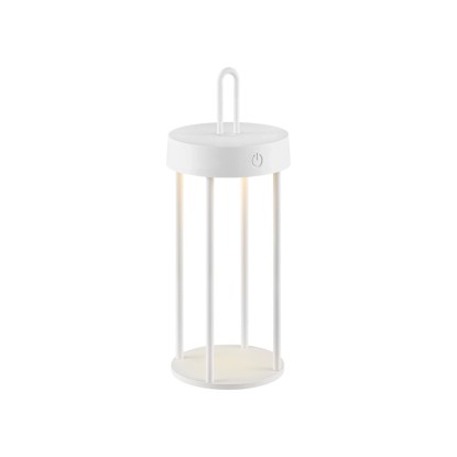 Just Light. Nabíjecí stolní LED lampa Anselm IP44 bílá pr. 12,8 x 28,4 cm