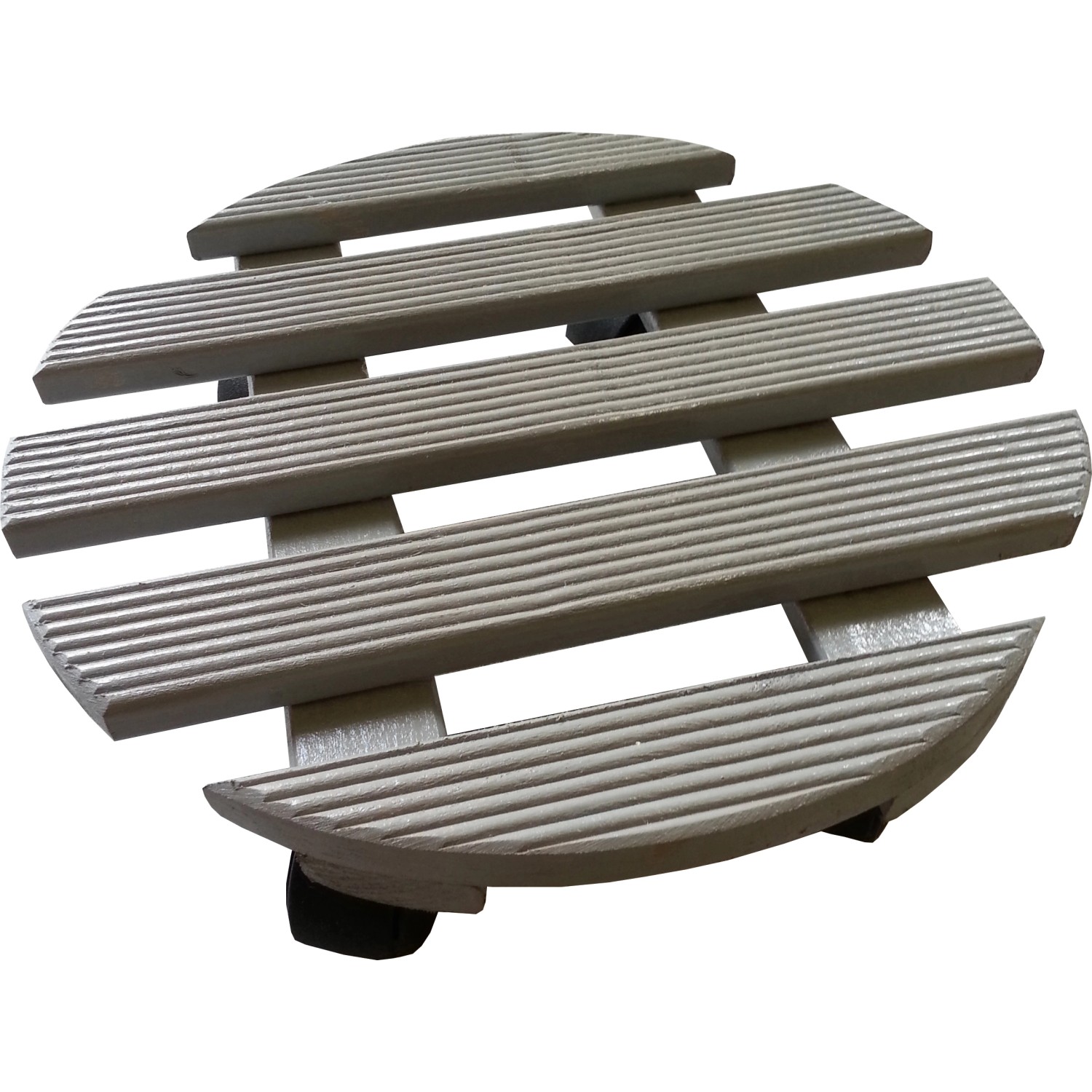 Pojízdný podstavec pod květináč kulatý šedý