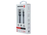 SWISSTEN TEXTILE Datový kabel, USB-A / LIGHTNING, 1,2 m, černý