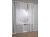 Sehlbach Závěs se skrytými poutky květinový, bílý, 245 x 135 cm