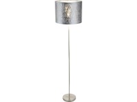GLOBO Stojací lampa Tarok sametová stříbrná barva/metalíza 1bodová pr. 40 cm
