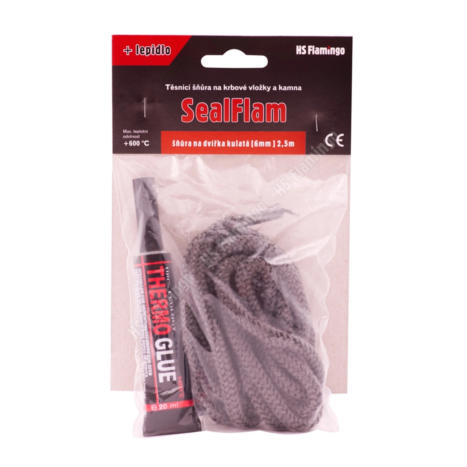 HS Flamingo Těsnící šňůra na dvířka kulatá + lepidlo (6 mm) x 2,5 m