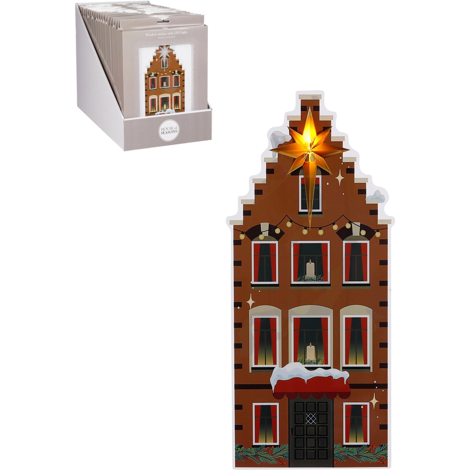 House of Seasons Nálepka na okno dům, hnědá, 29 x 22 cm