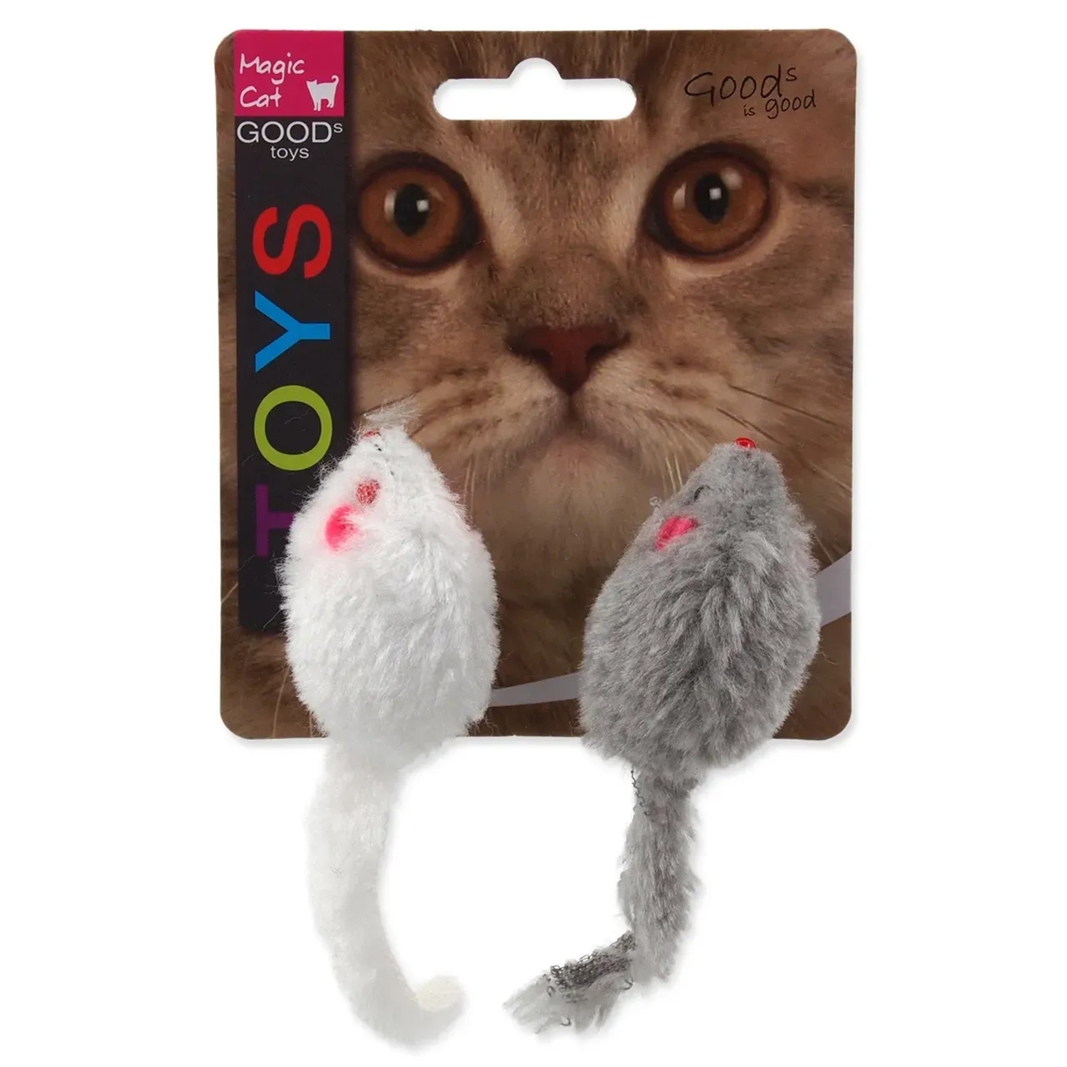 Levně Magic Cat Hračka pro kočky chrastící myšky s catnipem 11 cm, 2 ks