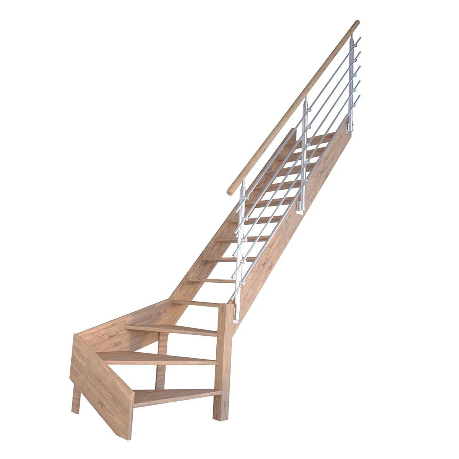 StarWood Schody Rhodos dubové pravé otevřené design. nerezové zábradlí