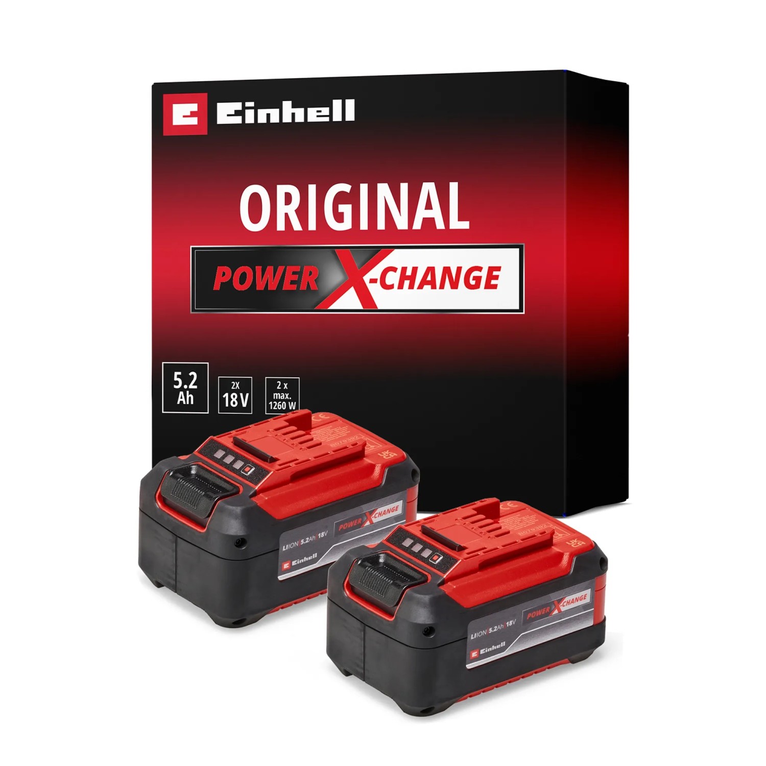 Baterie 2x 18 V, 5,2 Ah PXC, Twinpack CB, Power X-Change - Einhell