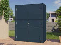 Bertilo Dřevěná zahradní skříň HPL Highboard, antracitová, 155 x 75 x 193 cm