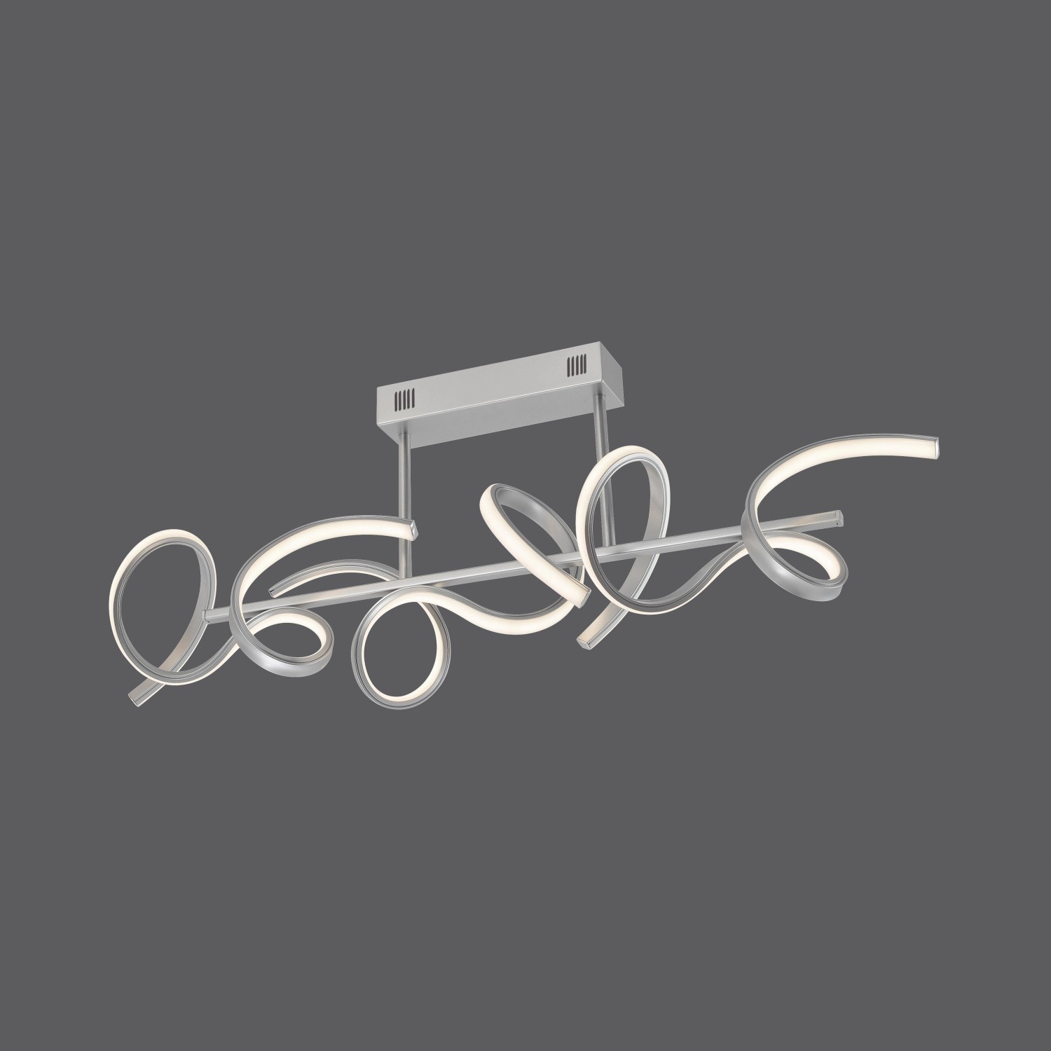 Just Light. Stropní LED svítidlo Curls, 3000K, stříbrná, 82 x 21 x 30 cm