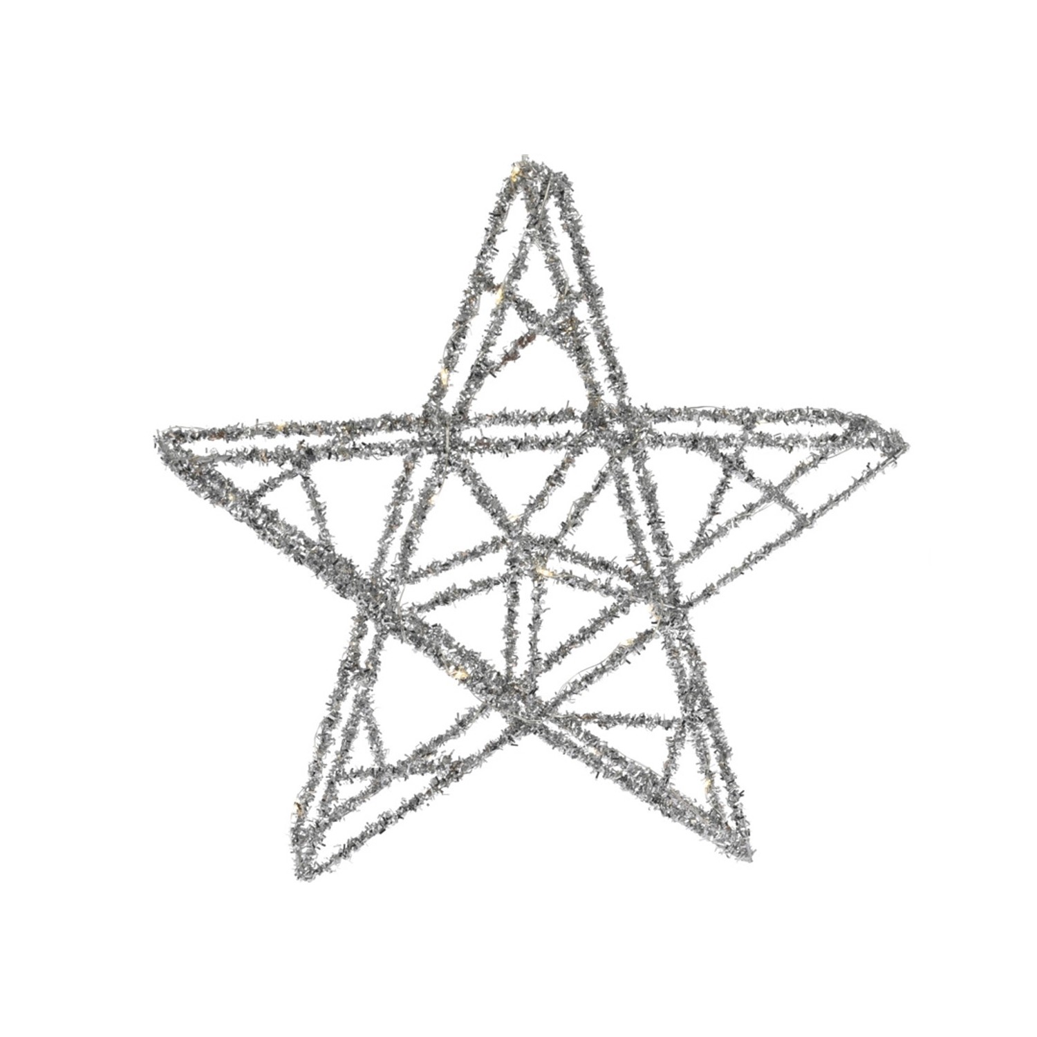 Hvězda 20 LED s funkcí časovače, stříbrná, pr. 30 cm