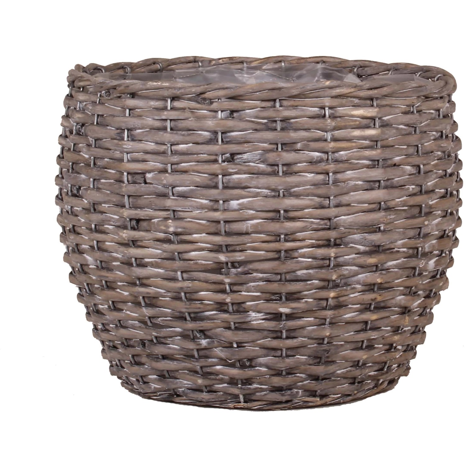 Obal na květináč z vrbového proutí s PE sáčkem šedý 28 x 24 cm