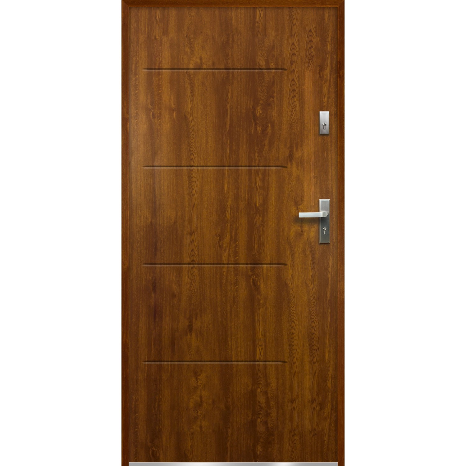 O.K. DOORS Ocelové vchodové dveře NIKE P55 zlatý dub 80 L