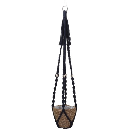 Makramé Závěs na květináč bavlněný tmavě modrý 80 cm